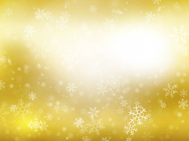 istock golden winter Christmas background with snowflakes 888150792