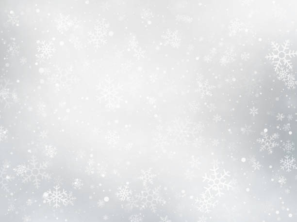 silberne winter weihnachten hintergrund mit schneeflocken - schneeflocken stock-grafiken, -clipart, -cartoons und -symbole