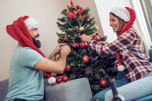istock Couple celebrating Christmas together 888151020