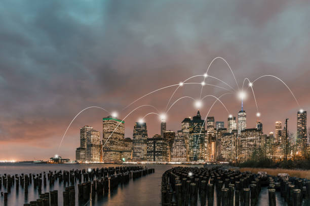 Manhattan City Network Technology stock photo