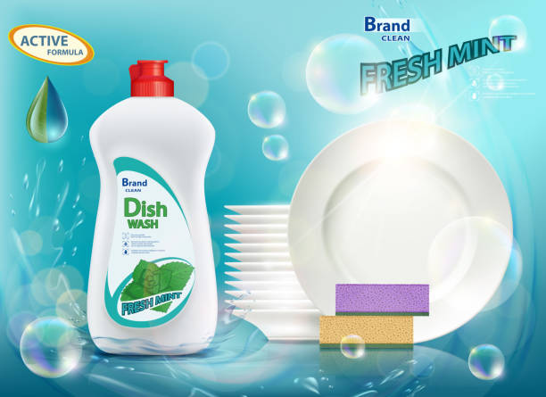 ilustrações de stock, clip art, desenhos animados e ícones de dishwashing liquid soap - dishwashing detergent