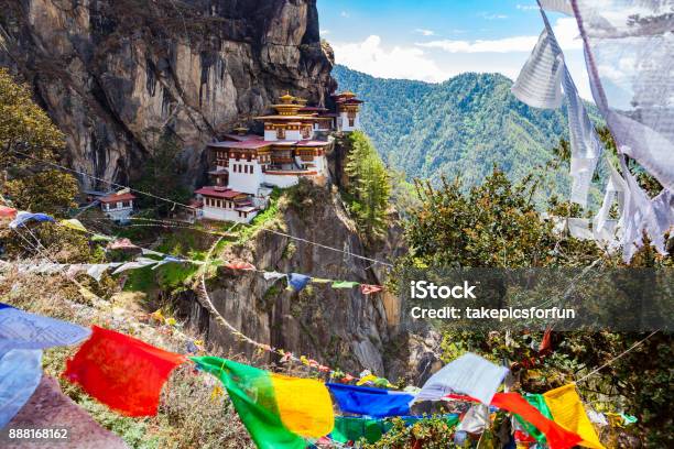 View Of Taktshang Monastery On The Mountain Stock Photo - Download Image Now - Bhutan, Tiger, Animal Nest