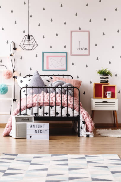 istock Kid's bedroom with creative wallpaper 888173396