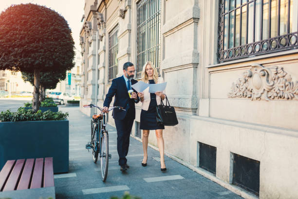 Business people going on or off to work
