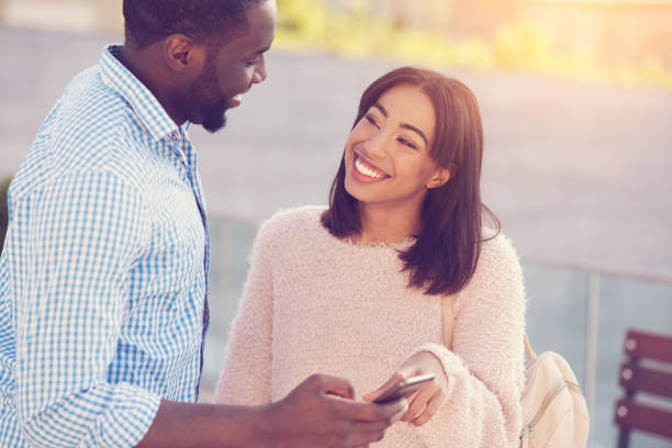 istock Happy delighted people looking at each other 888183964