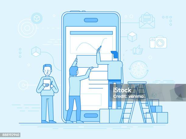 Mobile App Design And User Interface Development Concept Stock Illustration - Download Image Now