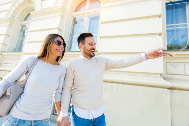 istock Smiling couple in love outdoors 888196692