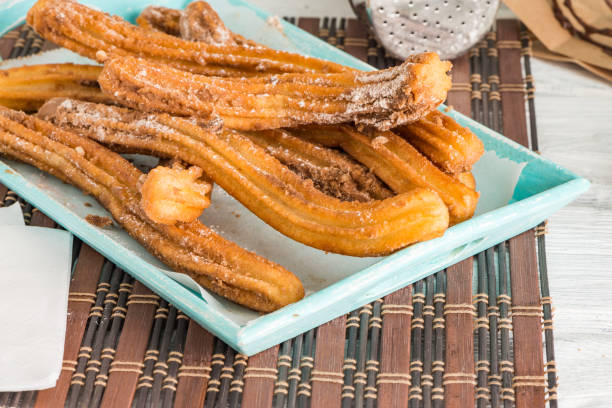 istock Traditional churros with hot chocolate 888204000