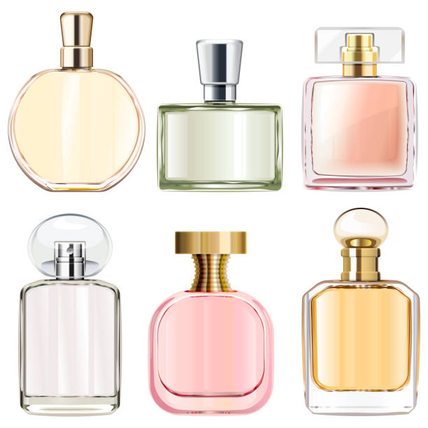 Vector Female Perfume Bottles Vector Female Perfume Bottles isolated on white background perfume sprayer stock illustrations