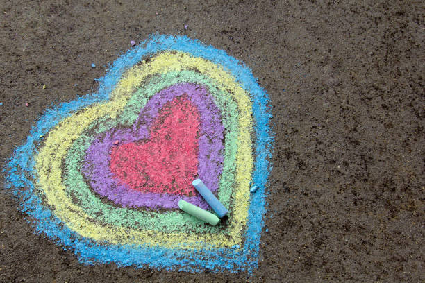 istock chalk drawing: colorful hearts on asphalt 888215506