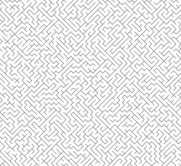 Vector seamless labyrinth maze Vector labyrinth maze. Seamless pattern. Black white background puzzle designs stock illustrations
