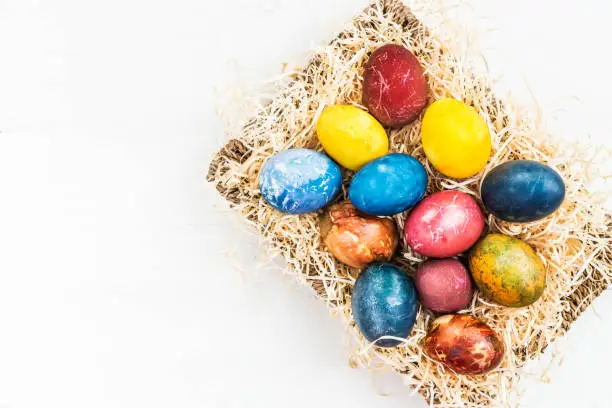 Photo of Bright Easter Eggs dyed using natural ingredients