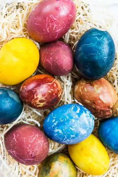 Photo of Bright Easter Eggs dyed using natural ingredients