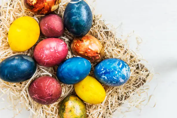 Photo of Bright Easter Eggs dyed using natural ingredients