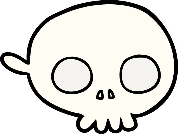 comic spukender schädel maske - scroll shape frame skull decoration stock-grafiken, -clipart, -cartoons und -symbole