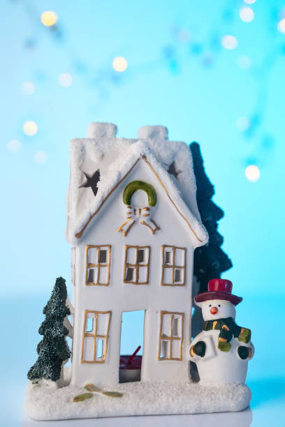 istock Christmas house with bokeh lights 888271008