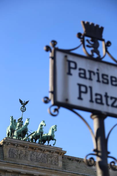 Low Angle View Of Brandenburg Gate Against Clear Blue Sky