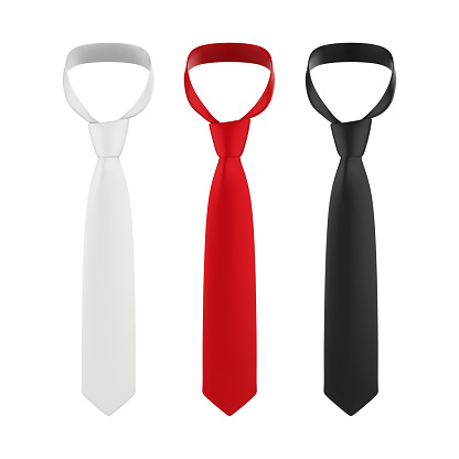 Neckties isolated on white background. 3D render