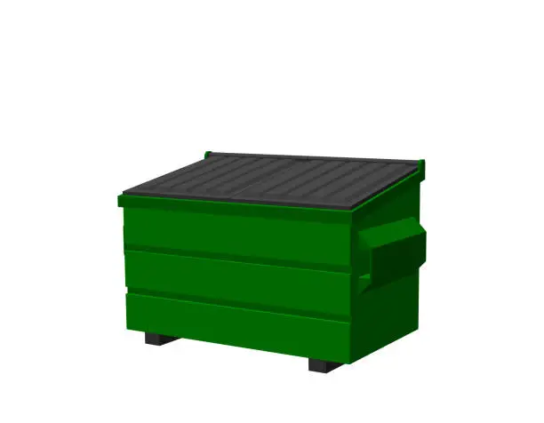 Vector illustration of Recycling dumpster. Isolated on white background. 3d Vector illustration.