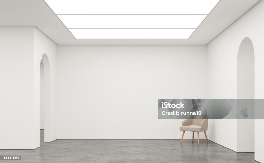 Leeren weißen Raum moderne Raum innen 3d Render Bild - Lizenzfrei Wand Stock-Foto