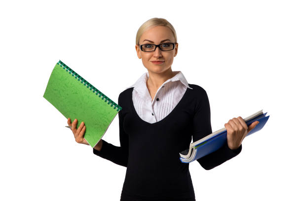 istock Beautiful business woman with folders and documents wondering 888321468
