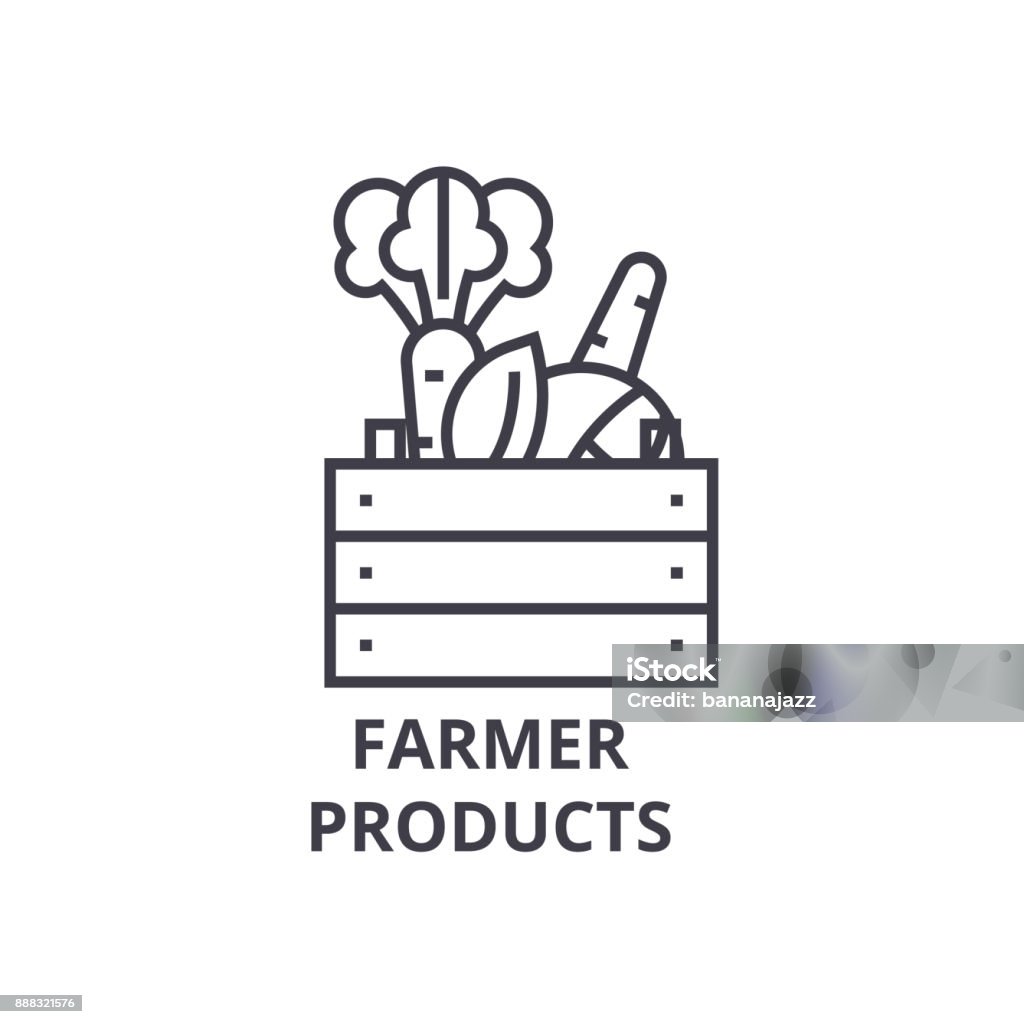 Landwirt Produkte Linie Symbol, Umriss Zeichen, lineare Symbol, Vektor, flache Abbildung - Lizenzfrei Korb Vektorgrafik