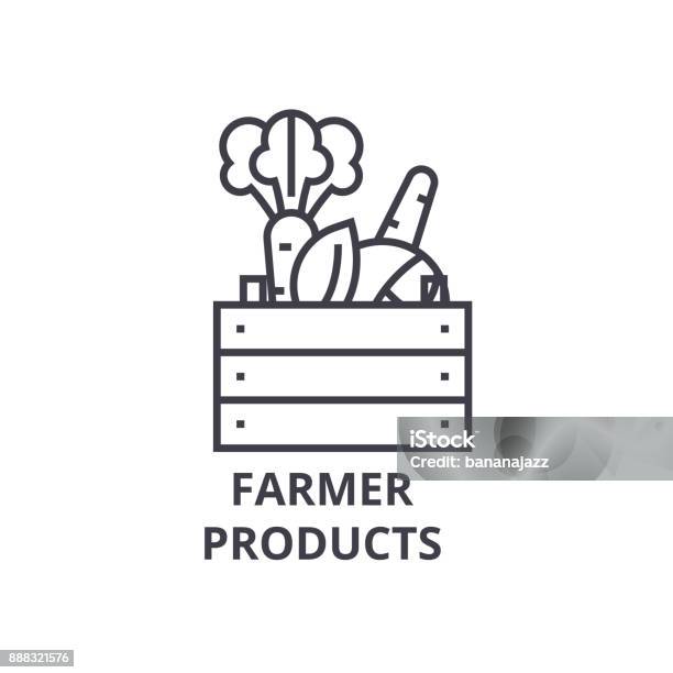 Landwirt Produkte Linie Symbol Umriss Zeichen Lineare Symbol Vektor Flache Abbildung Stock Vektor Art und mehr Bilder von Korb