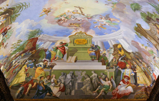 fresco del techo en loreto, praga - mapas murales fotografías e imágenes de stock