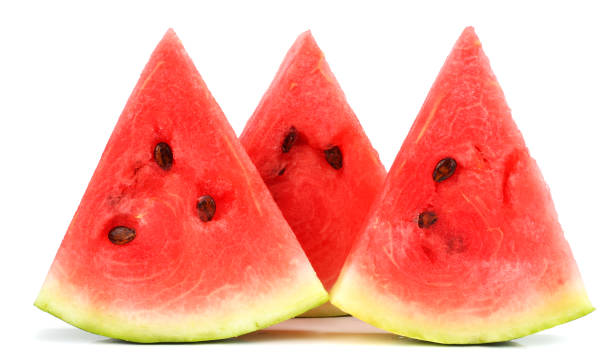 istock Sliced ripe watermelon isolated on white background 888346658