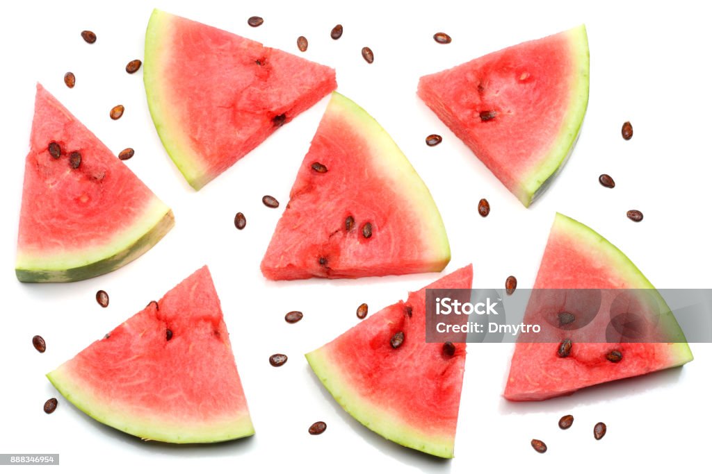 Sliced ripe watermelon isolated on white background Watermelon Stock Photo