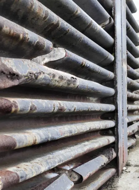 Photo of Cuted uo pieces of teh ceiling of an old submarine bunker in st nazarre, France.