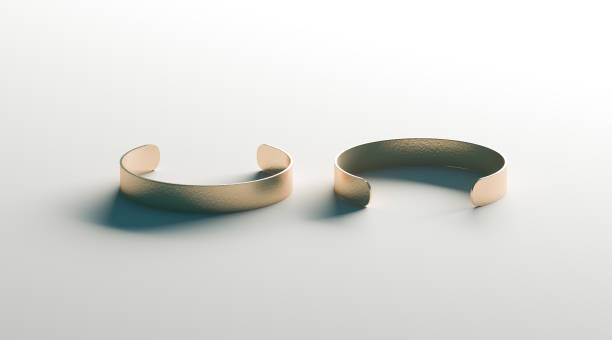 istock Blank gold cuff bracelet mock up, front and back side view 888357488