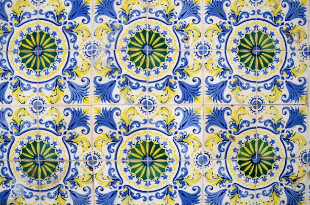 Portuguese Tiles in São Luiz do Maranhão Brazil São Luiz do Maranhão at some point has been colonized by the Portugueses, and they've left their signature at the beautiful ornate tiles on the walls of many buildings. sao luis stock pictures, royalty-free photos & images