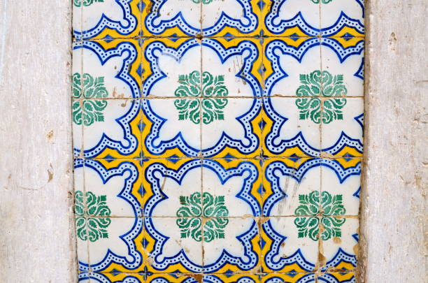 Portuguese Tiles in São Luiz do Maranhão Brazil São Luiz do Maranhão at some point has been colonized by the Portugueses, and they've left their signature at the beautiful ornate tiles on the walls of many buildings. sao luis stock pictures, royalty-free photos & images