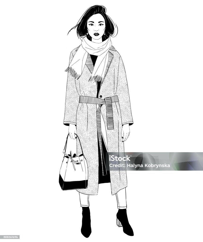 Black and white fashion illustration Adult stock illustration