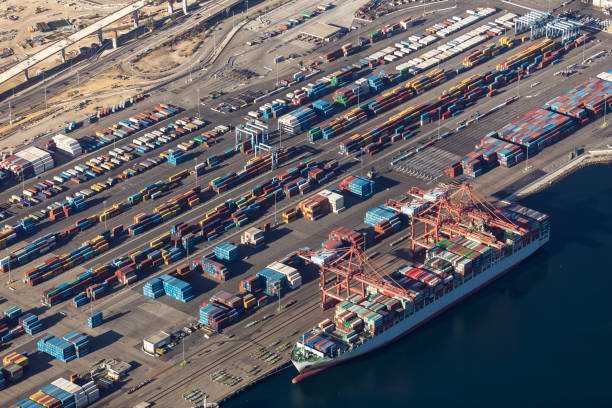 istock Cargo Ship being Loaded at the Port of Long Beach 888362008
