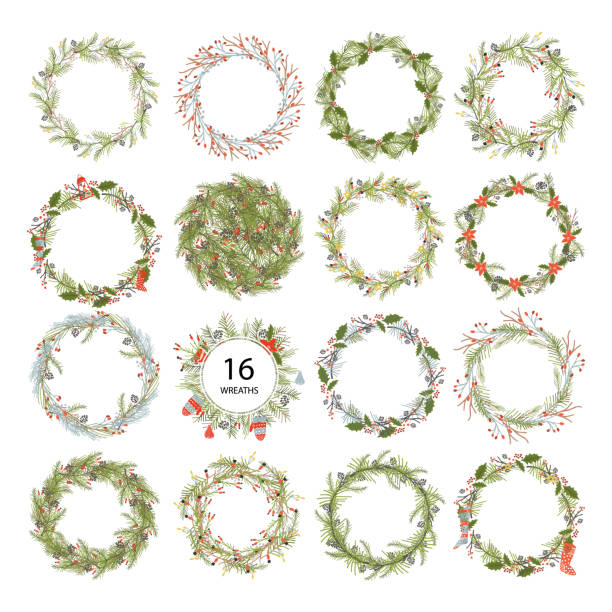 Cute hipster wreaths Cute hipster wreaths. Simple drawings of plants. crown of laurels stock illustrations