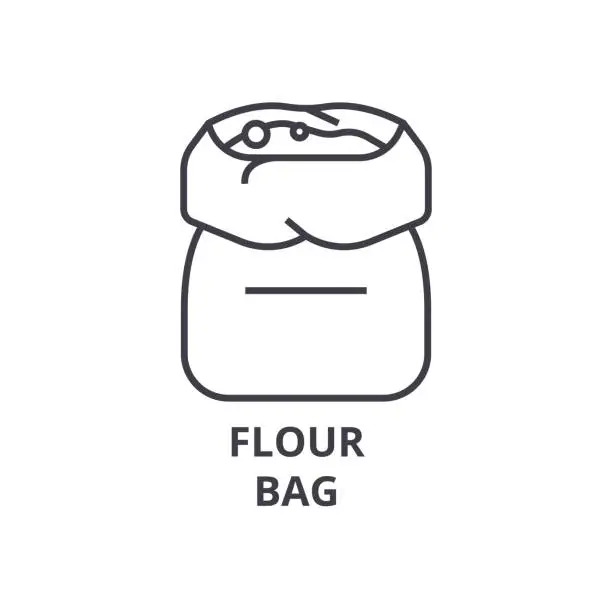 Vector illustration of flour bag line icon, outline sign, linear symbol, vector, flat illustration