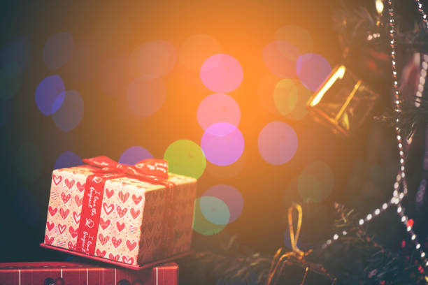 istock Christmas and New year 2018, Gift box with night bokeh light 888398338