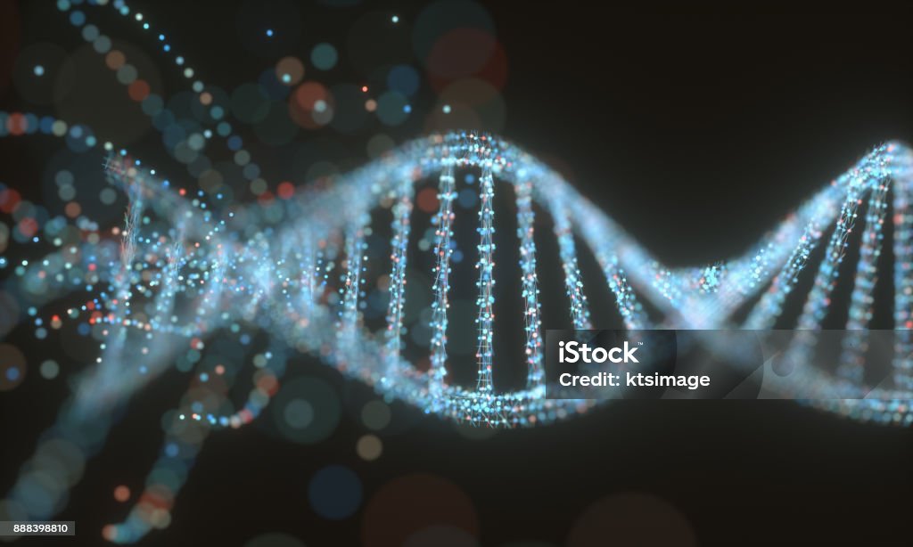 DNA Molecule Structure 3D illustration. Colorful DNA molecule. Concept image of a structure of the genetic code. DNA Stock Photo