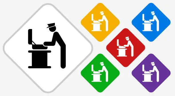 Vector illustration of Baggage Check Color Diamond Vector Icon