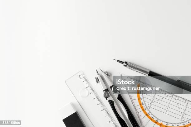 Technical Drawing Tools Stock Photo - Download Image Now - Work Tool, Plan - Document, Architect