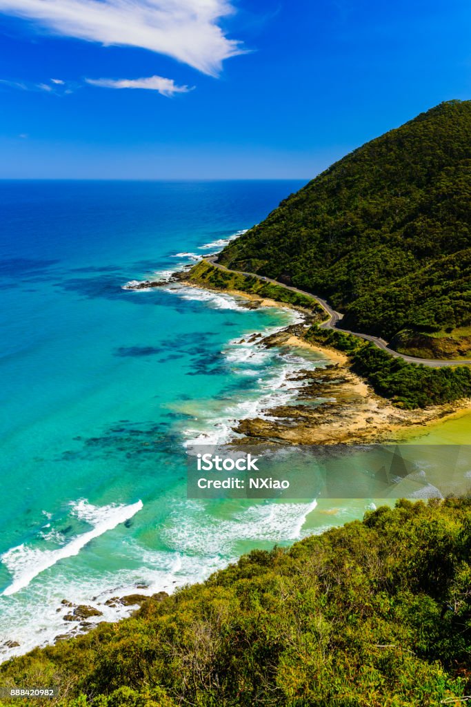 View from Teddy's lookout at Lorne, Great Ocean Road Lorne Stock Photo