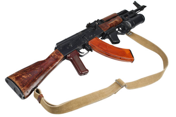 istock AK - 47 with underbarrel grenade launcher on white 888424968