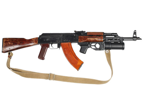 istock AK - 47 with underbarrel grenade launcher on white 888425030