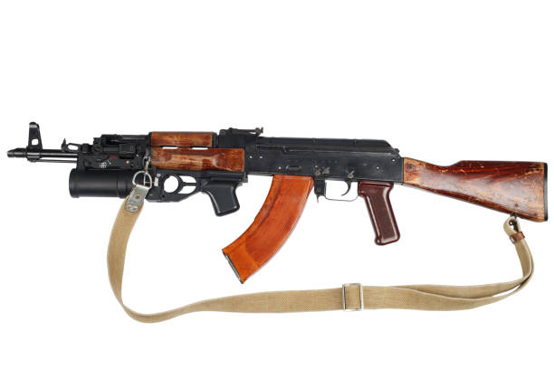 istock AK - 47 with underbarrel grenade launcher on white 888425072