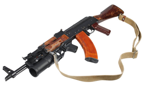 istock AK - 47 with underbarrel grenade launcher on white 888425112