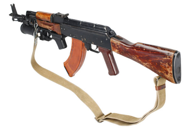 istock AK - 47 with underbarrel grenade launcher on white 888425260