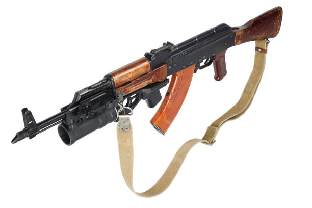 istock AK - 47 with underbarrel grenade launcher on white 888425312