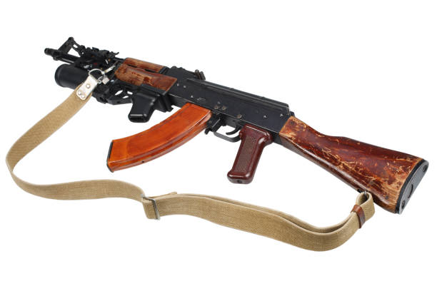istock AK - 47 with underbarrel grenade launcher on white 888425438